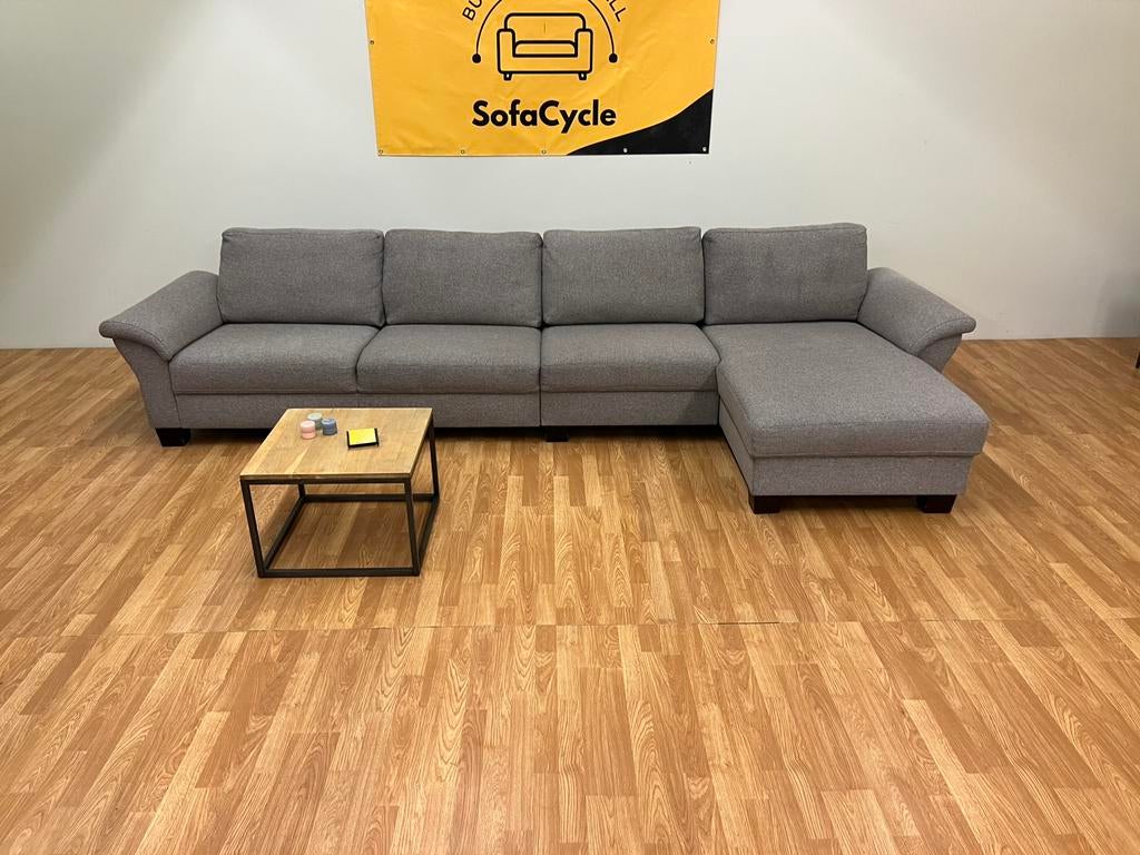 Modulaire grijze vierzit met chaise longue – SofaCycle, Huis en Inrichting, Ophalen of Verzenden, Zo goed als nieuw