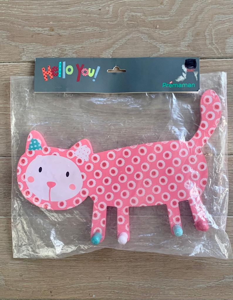 Kapstok hout roze poes kat - Prémaman -  nieuw!, Huis en Inrichting, Woonaccessoires | Kapstokken, Ophalen of Verzenden, Nieuw