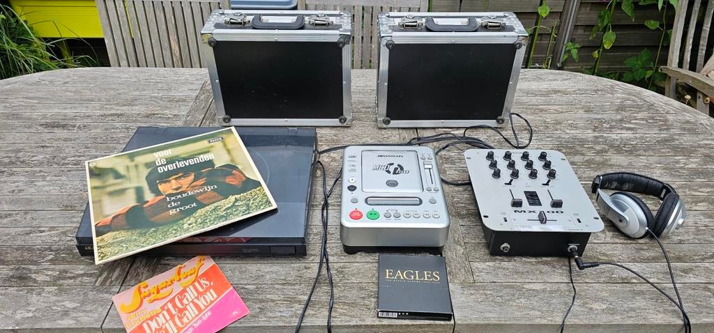 Platenspeler cd & mp3 speler mengpaneel 2 flightcases, Ophalen, Gebruikt, Platenspeler
