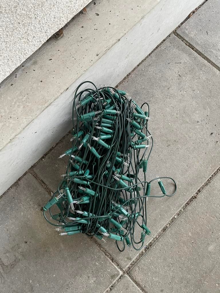 Kerstverlichting – groene kabel (klassiek), Tuin en Terras, Ophalen of Verzenden, Zo goed als nieuw