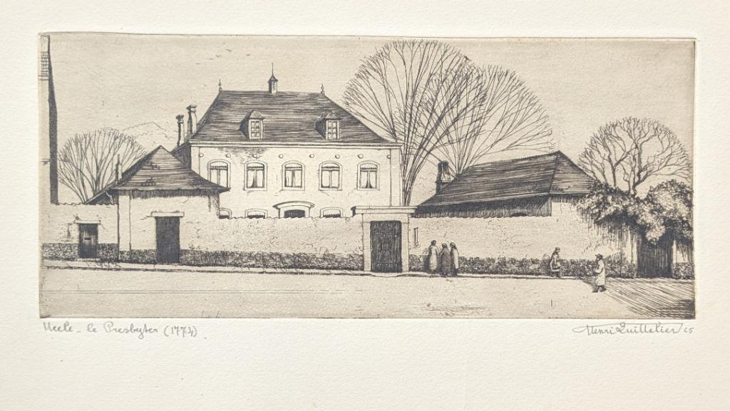 Henri Quittelier - gravure - Uccle Le Presbytère, Antiquités & Art, Enlèvement ou Envoi
