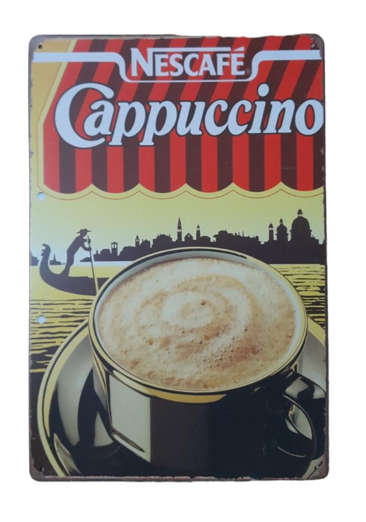 Plaque murale en métal look rétro Nescafé Cappuccino, Collections, Enlèvement ou Envoi