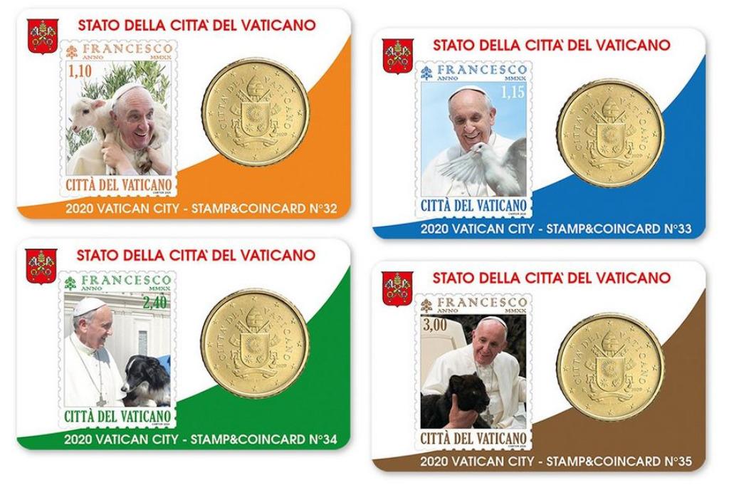 Stamp and coincards Vaticaanstad 2020 Nrs. 32-35, Ophalen of Verzenden, Vaticaanstad
