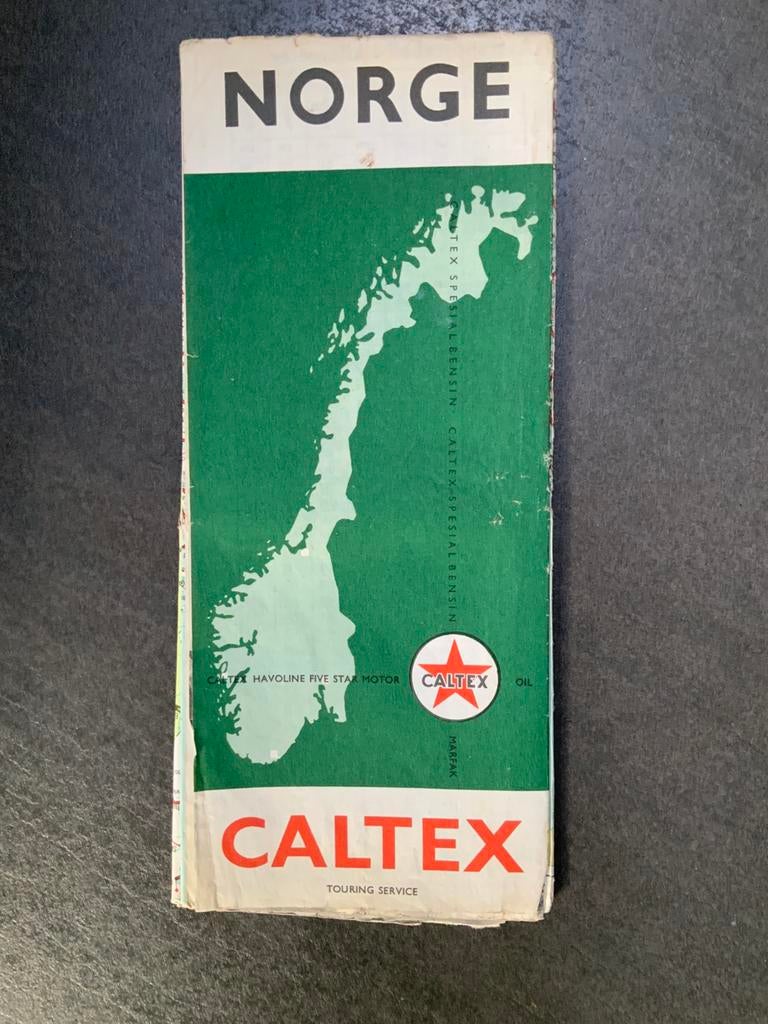 Vintage Caltex wegenkaart Noorwegen jaren 60, Ophalen of Verzenden, Gelezen