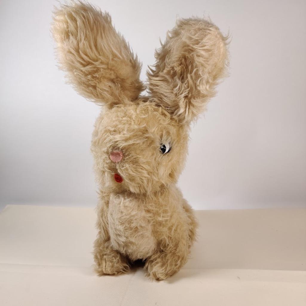 Peluche lapin en peluche vintage 1970 écru en bon état 37 cm, Enlèvement ou Envoi, Lapin