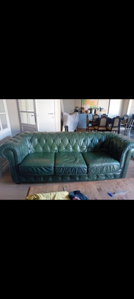 Chesterfield salon, Ophalen, Gebruikt, Vierpersoons of meer, Rechte bank