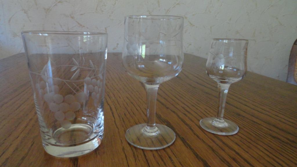 Gegraveerde vintage drank glazen, Ophalen of Verzenden, Zo goed als nieuw