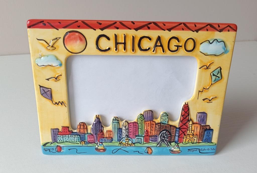 Cadre photo en céramique « Chicago » Luke-A-Take, Enlèvement ou Envoi, Comme neuf, Autres matériaux