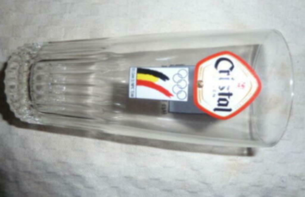 # bier glas CRISTAL ALKEN met achterdruk FRED DEBURGHRAEVE, Verzamelen, Ophalen of Verzenden, Nieuw, Bierglas