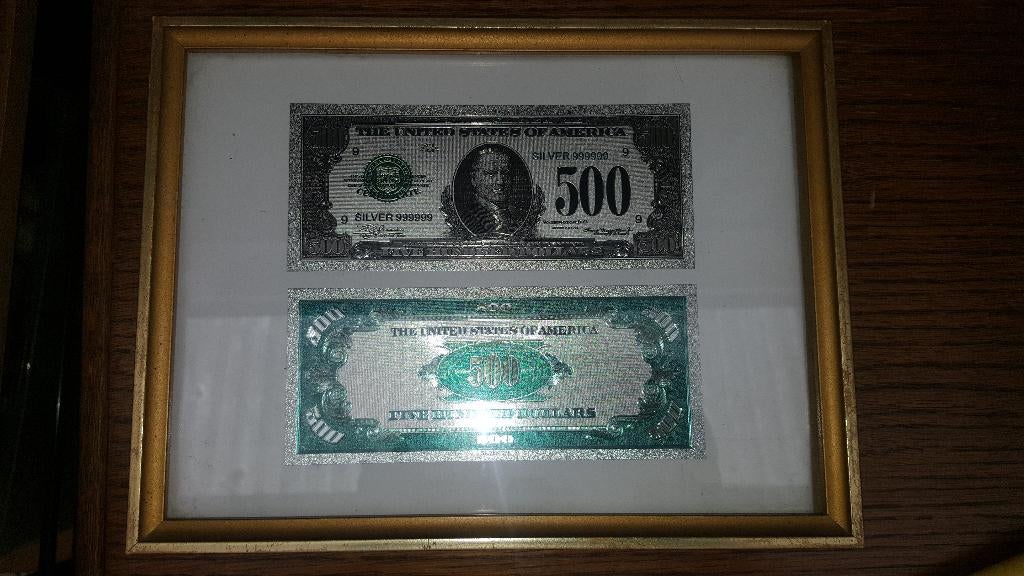 cadre avec 2 billets de 500 dollard, Enlèvement ou Envoi