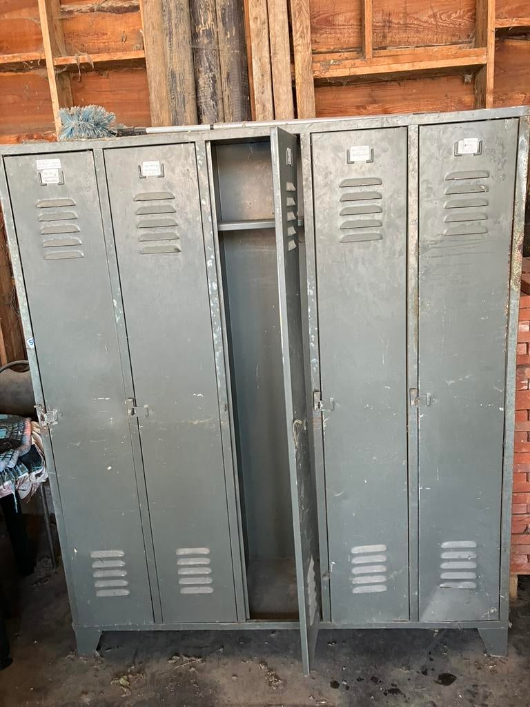 Vintage industriele lockerkast metalen kast, Ophalen, Gebruikt, Vintage