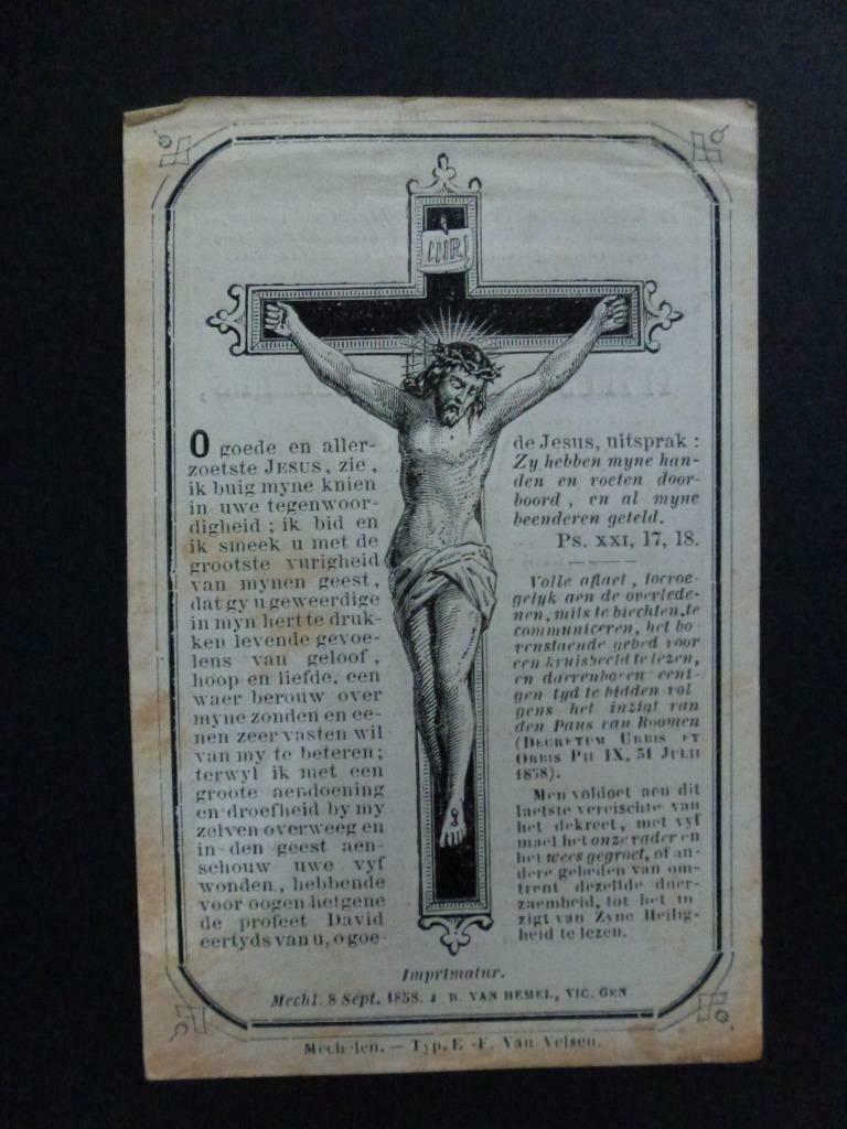 doodsprentje Ceulemans Petrus Joannes  Keerbergen 1801, Collections, Envoi, Carte de condoléances