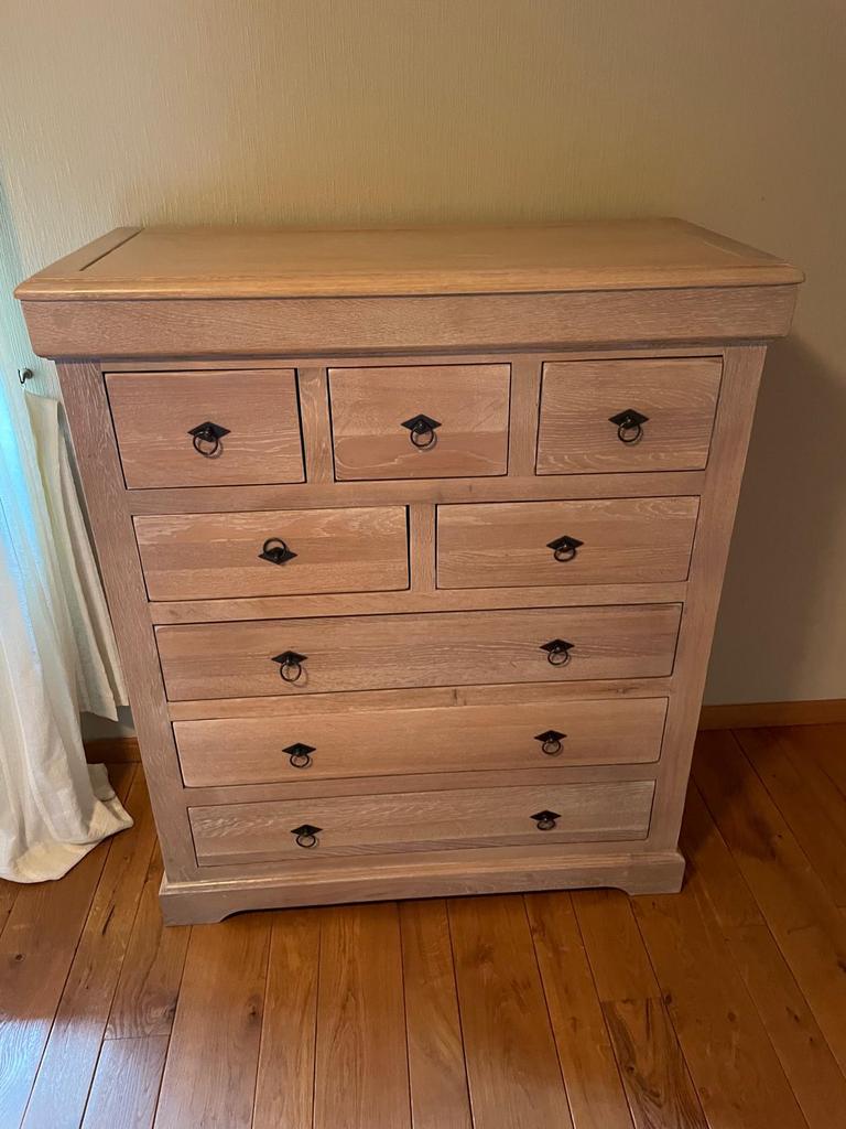 Commode en chêne massif - Style campagnard - Parfait état, Maison & Meubles, 25 à 50 cm, 5 tiroirs ou plus, Chêne, Comme neuf