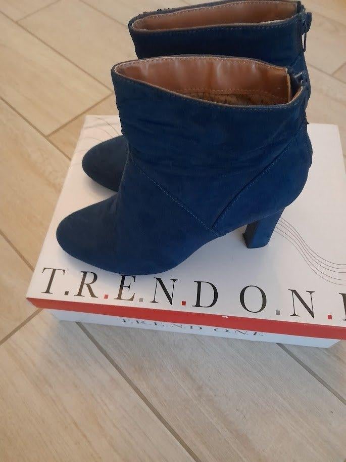 Bottines à talons bleues — taille 38 (Trend One), Enlèvement ou Envoi, Comme neuf, Trend One, Boots et Botinnes