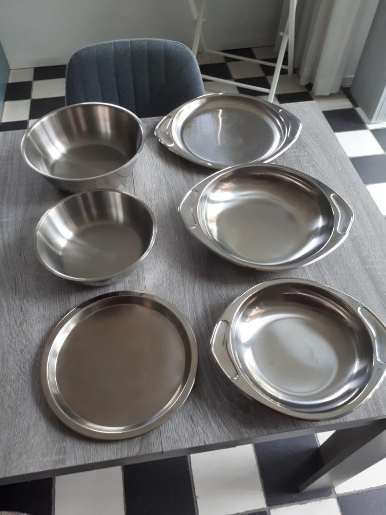 RVS schalen en boterpot, Ophalen, Overige materialen, Overige stijlen, Schaal of Schalen
