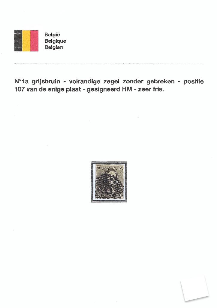 OCB #1 postitie 107 van de plaat, Enlèvement ou Envoi, Chefs d'Etat, Affranchi, Timbre-poste