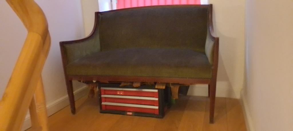 Antiek bankje, Huis en Inrichting, Zetels | Zetels, Gebruikt, Rechte bank, Tweepersoons, Minder dan 150 cm, 75 tot 100 cm, Hout