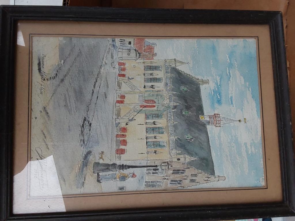 Damme marktplein schilderijtje, Antiek en Kunst, Ophalen of Verzenden