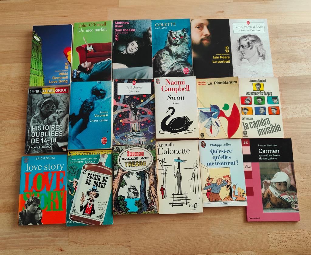 62 romans poche en bon ou très bon état : Hitchcock, Colette, Enlèvement ou Envoi, Utilisé
