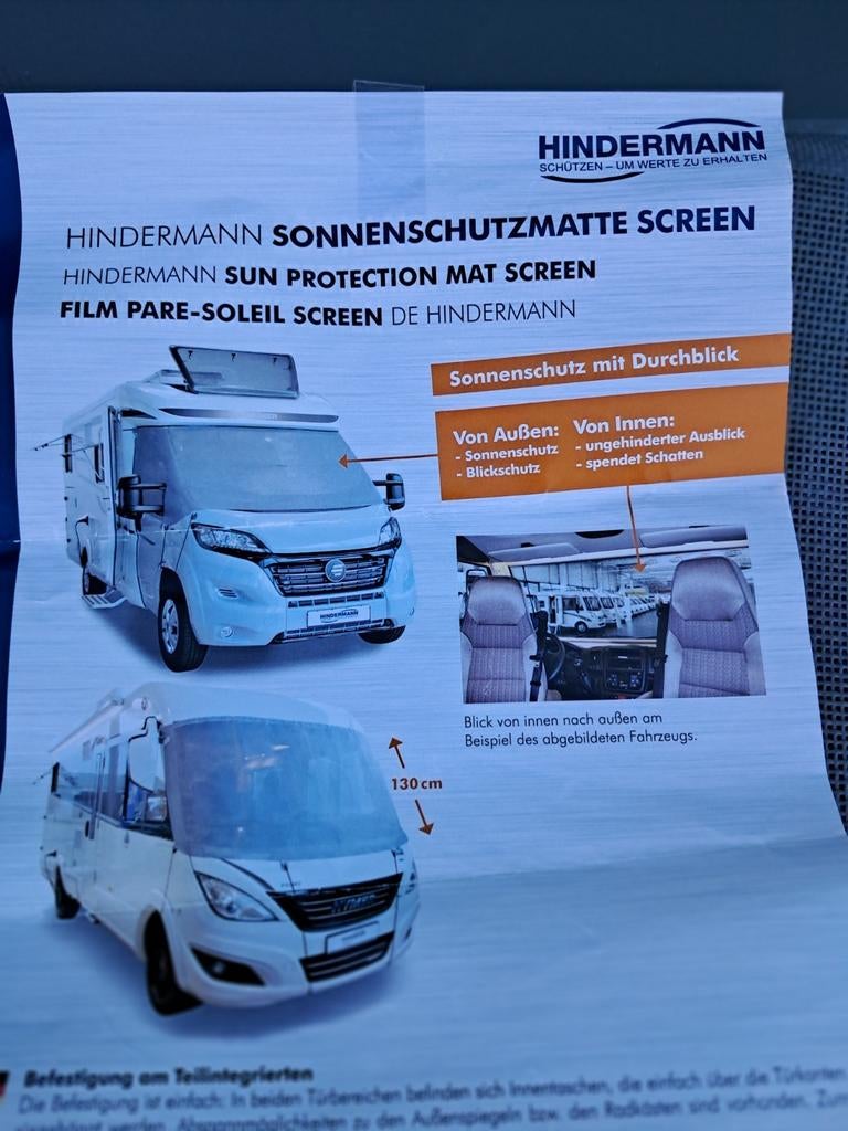 zonnescherm campervoorruit (Hindermann), Enlèvement, Comme neuf