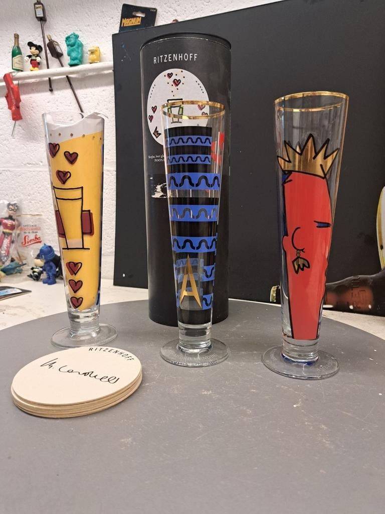 2xVintage Ritzenhoff Design Collection Verzamelbaar pilsbier, Antiek en Kunst, Ophalen of Verzenden