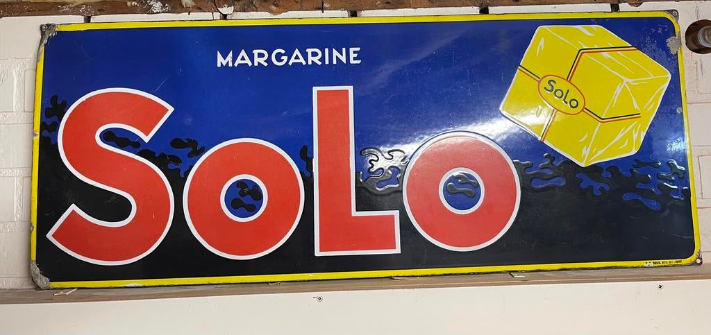 Solo margarine emaille bord 1940 (98 op 39), Ophalen of Verzenden, Zo goed als nieuw