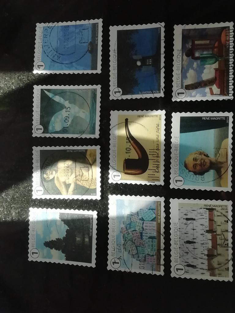 Timbres belges timbrés par René Magritte, Enlèvement ou Envoi, Oblitéré