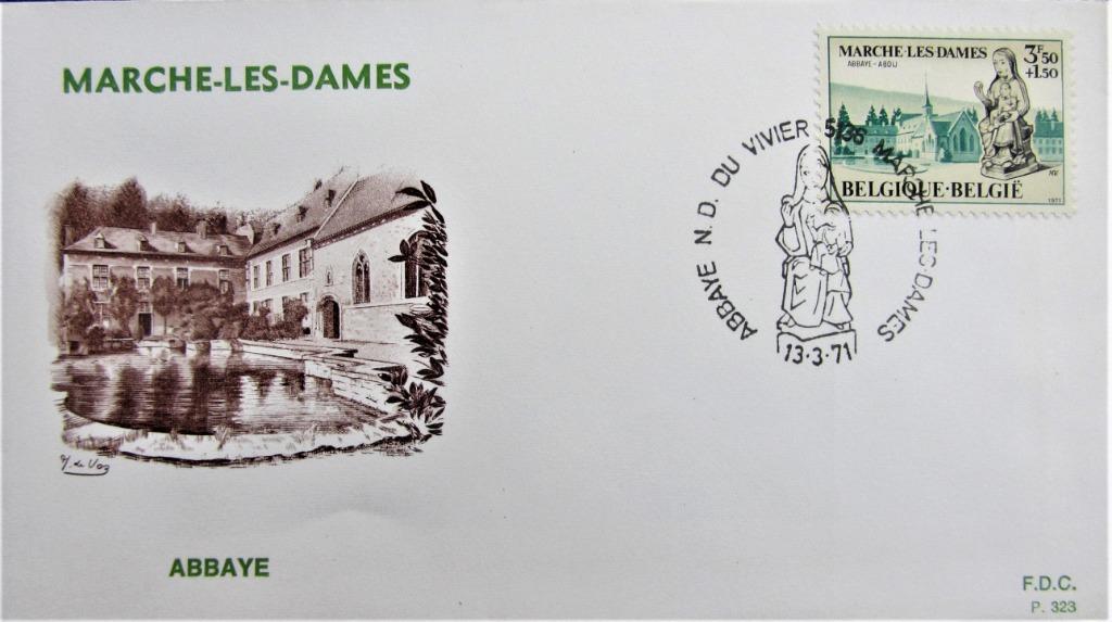 FDC TOERISME- DE ABDIJ VAN MARCHE-LES-DAMES, Enlèvement ou Envoi, Affranchi, Lieu ou Bâtiment