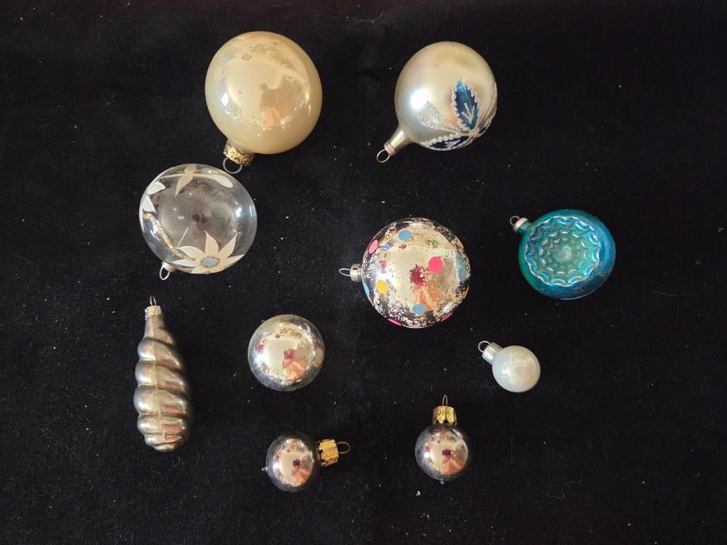 10 oude glazen kerstballen, Ophalen of Verzenden, Zo goed als nieuw