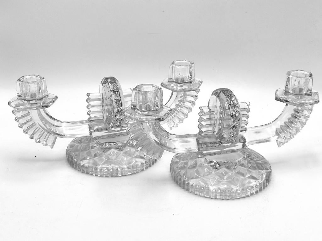 Set vintage art deco Boheemse kristallen kandelaars, Enlèvement