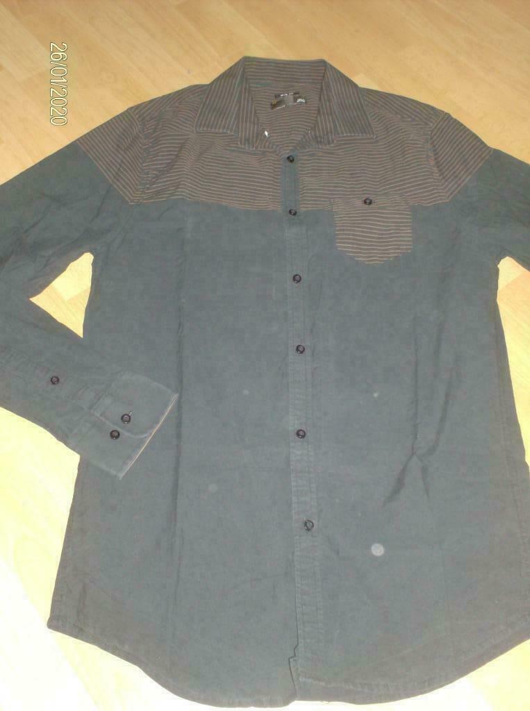 HEMD ZWART MERK JBC – MAAT M SLIM FIT, Kleding | Heren, Overhemden, Zwart, Gedragen, JBC, Halswijdte 39/40 (M)