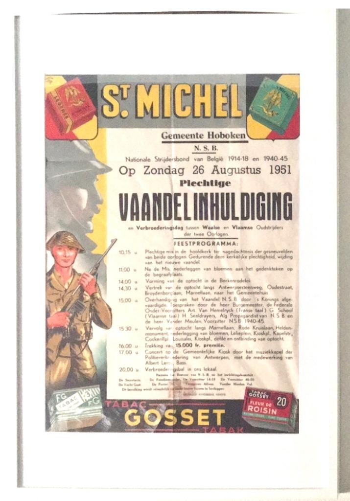 4 affiches sigaretten St Michel - Tabak Gosset, Ophalen, Zo goed als nieuw, Met lijst