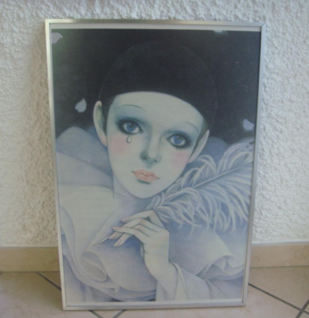 Cadre Pierrot Triste "Aluminium"., Maison & Meubles, Accessoires pour la Maison | Cadres, Enlèvement ou Envoi, Utilisé, Autres matériaux