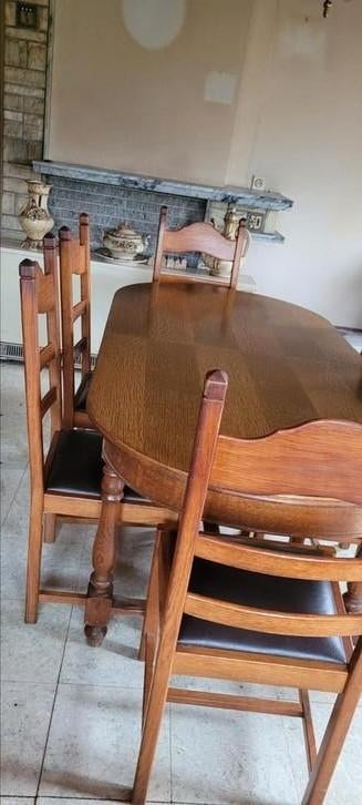 Table ovale en chêne 1,70 m avec 6 chaises, Enlèvement, Utilisé