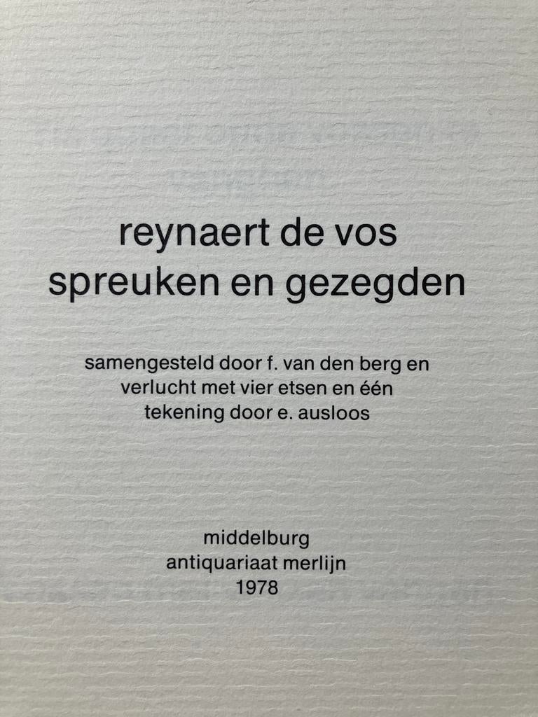 Reynaert de Vos spreuken en gezegden - Eddy Ausloos, Ophalen of Verzenden