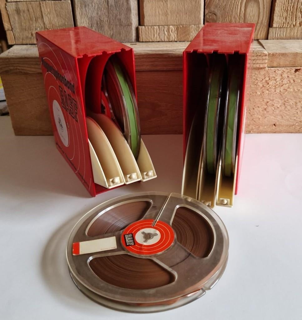 2 boîtes de ruban magnétophon BASF avec 4 bandes, Enlèvement ou Envoi, Pièce, Avec bandes
