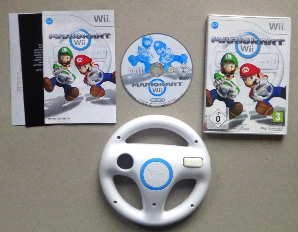 Mario Kart + origineel stuurtje wit voor de Nintendo Wii, Consoles de jeu & Jeux vidéo, Jeux | Nintendo Wii, Comme neuf, Enlèvement ou Envoi