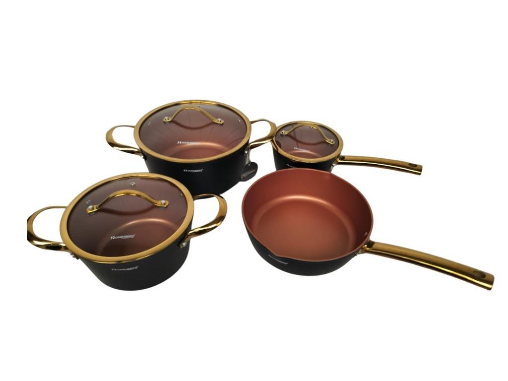 Rosenberg luxe pannenset 7 delige - zwart -inductie.Nieuw!!, Pannenset, Ophalen of Verzenden, Keramische plaat, Nieuw