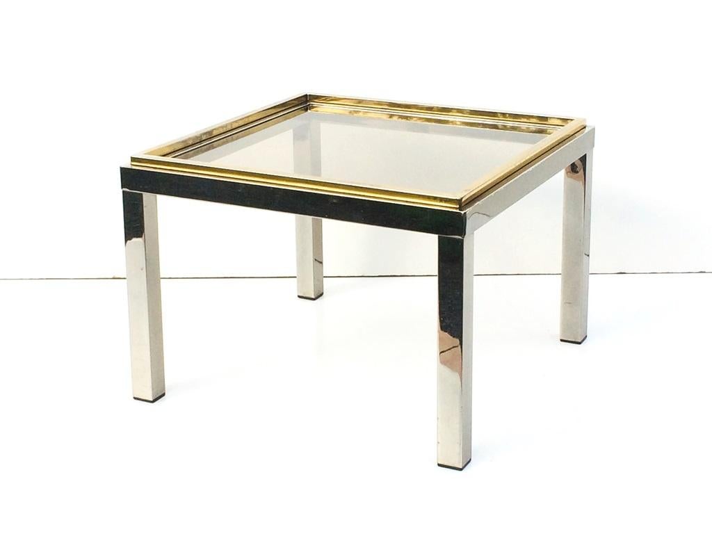 Flaminia Belgochrom W. Rizzo bijzettafel * Vintage 70s *, Gebruikt, Ophalen of Verzenden, Glas, Vierkant