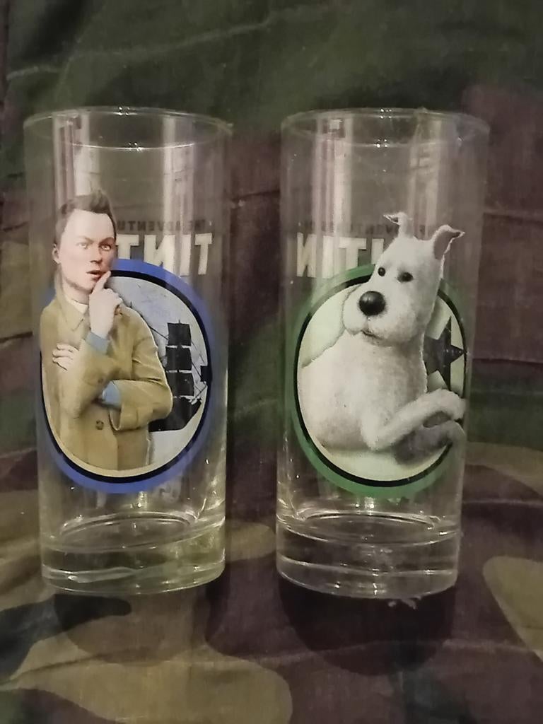 Drinkglazen striphelden Kuifje Obelix Jerom, Ophalen of Verzenden, Zo goed als nieuw