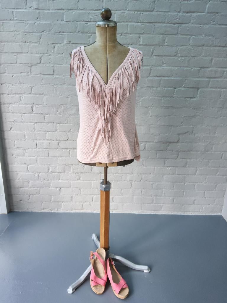Top à franges vieux rose, Sans manches, Jeff gallano, Enlèvement ou Envoi, Rose