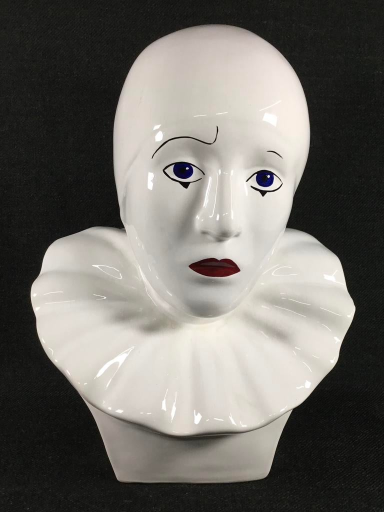Pierrot vintage design keramiek buste beeld 1980’s, Antiek en Kunst, Ophalen of Verzenden