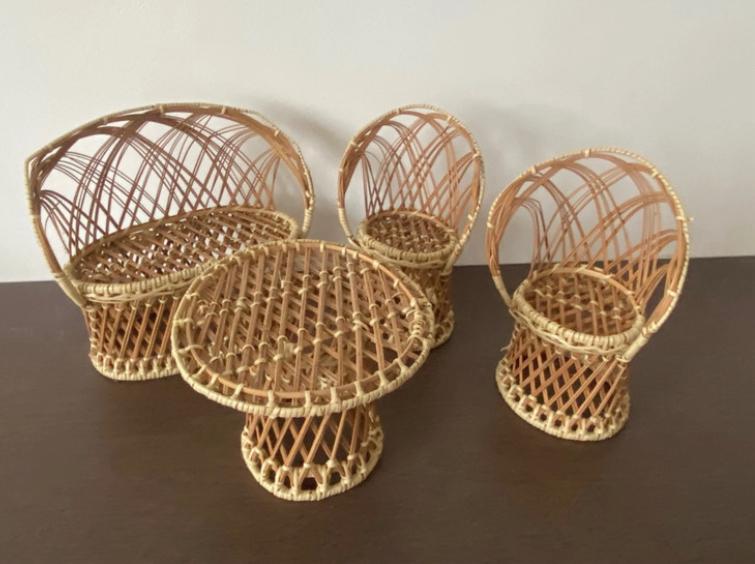 Vintage rotan lounge set, Ophalen of Verzenden, Zo goed als nieuw