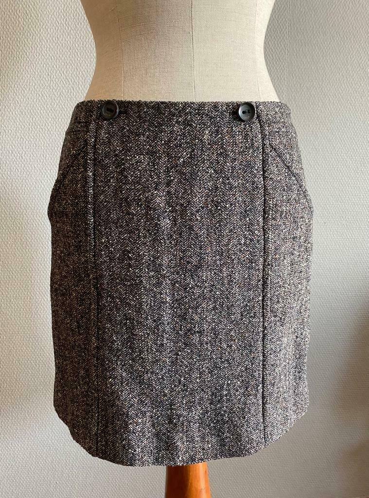 Bruine wollen rok Laurèl maat 36, Kleding | Dames, Bruin, Verzenden, Zo goed als nieuw, Knielengte