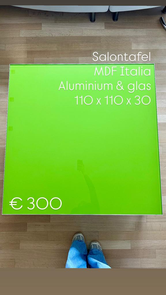 Fel groene Salontafel MDF Italia, 100 à 150 cm, Moins de 50 cm, Carré, Enlèvement