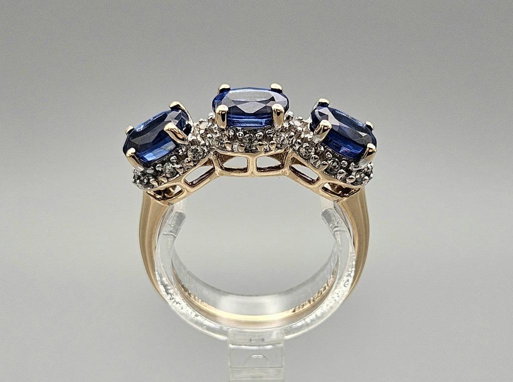 Bague vintage en or, pierre précieuse, saphir et diamant. 20, Enlèvement ou Envoi, Plus petit que 17, Comme neuf, Or