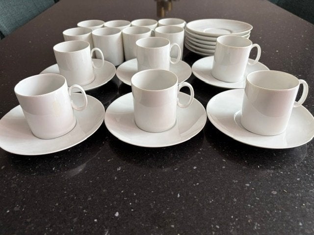 Vintage koffieservies Thomas Medaillon wit (12 pers.), Overige merken, Vintage, Ophalen of Verzenden, Zo goed als nieuw