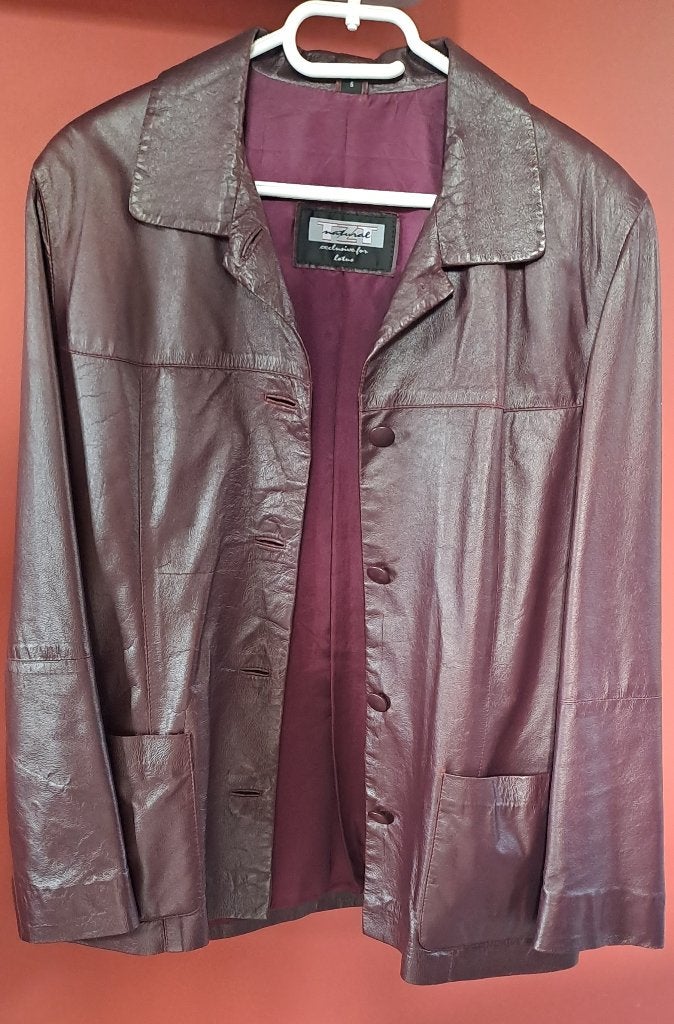 veste femme en cuir couleur bordeau, Enlèvement ou Envoi, Neuf, sans ticket, Femmes, Manteau | cuir