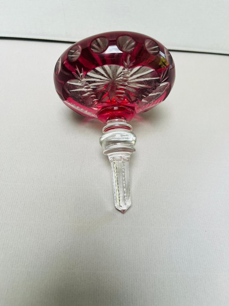 Bouchon en cristal taille rubis Val Saint Lambert, Antiquités & Art, Enlèvement ou Envoi