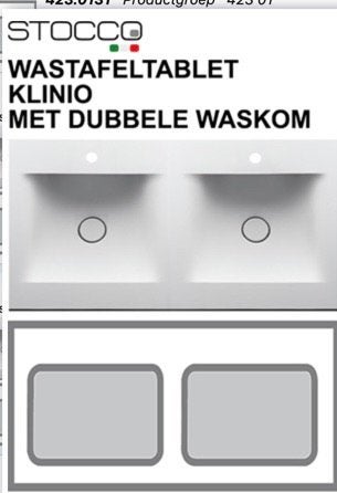 NIEUW Stocco dubbele wastafel 180 cm – wit glans, Bricolage & Construction, Enlèvement, Neuf, Lavabo